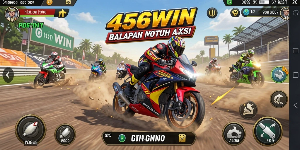 Screenshot dari gameplay seru 456WIN yang menampilkan balapan motor.