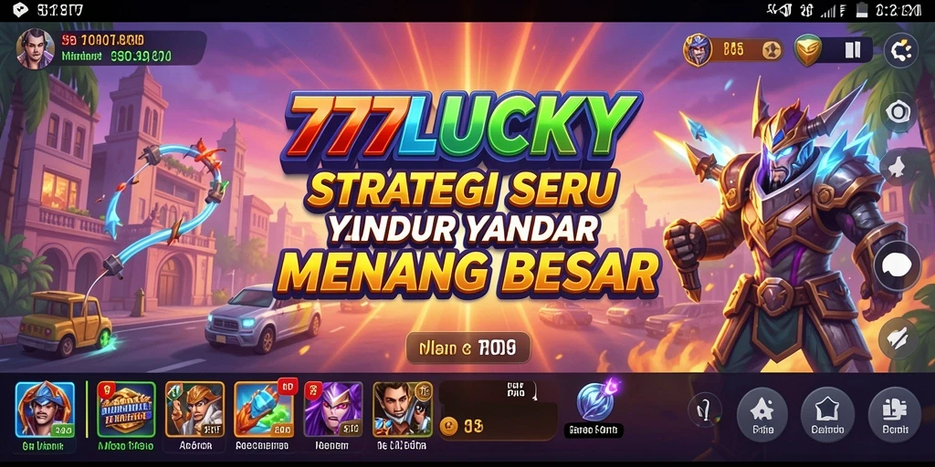 Tampilan utama gameplay <strong>777LUCKY</strong> yang menampilkan strategi epik.