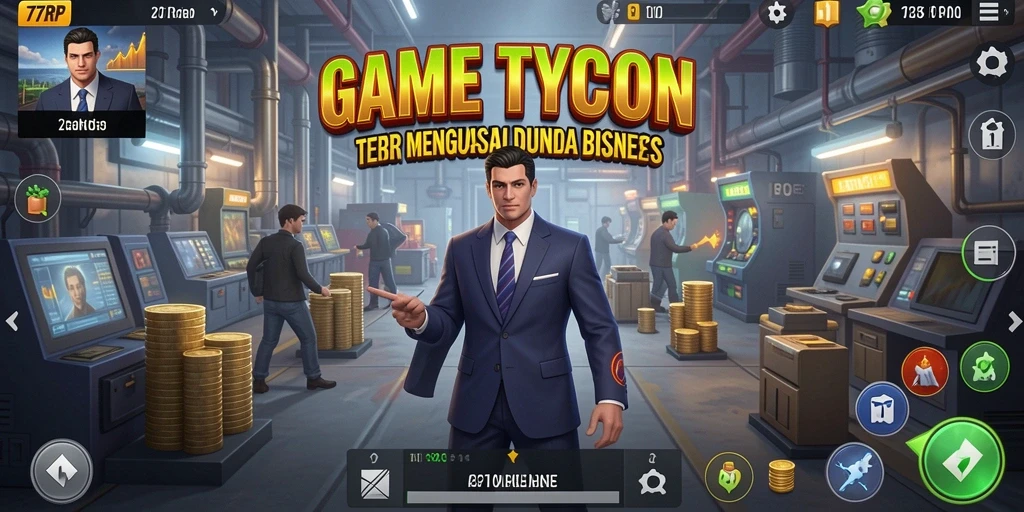 Tampilan gameplay menarik dari 77RP yang menampilkan strategi Tycoon.
