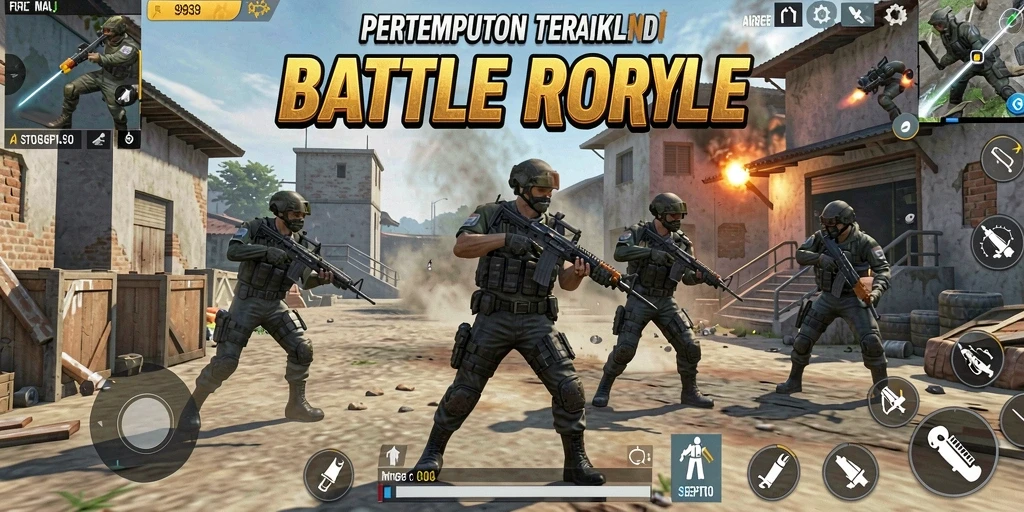 Screenshot gameplay <strong>9939</strong> menampilkan aksi mendebarkan dalam pertempuran Battle Royale.