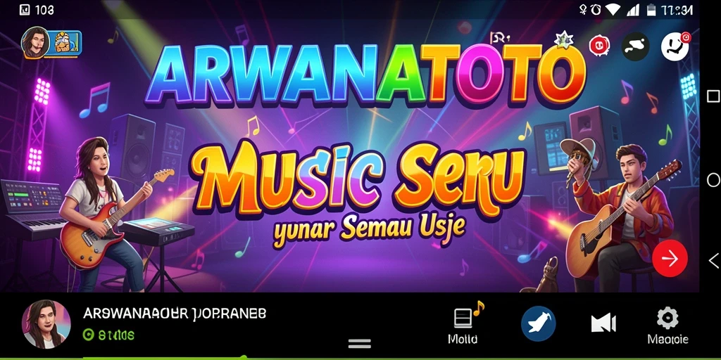 Tampilan gameplay ARWANATOTO dengan tantangan musik yang seru.