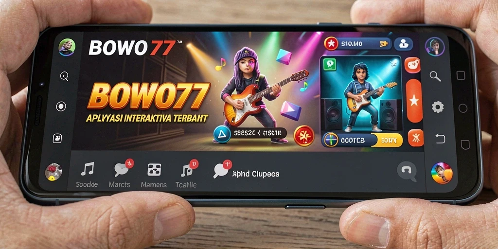 Tampilan interaktif gameplay BOWO77 saat bernyanyi.