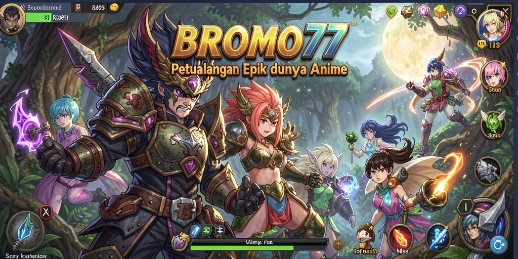 Screenshot gameplay BROMO77 menunjukkan aksi pertarungan karakter anime.