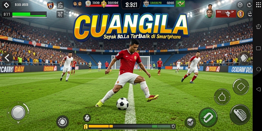 Tampilan seru gameplay CUANGILA dengan aksi sepak bola yang mendebarkan.