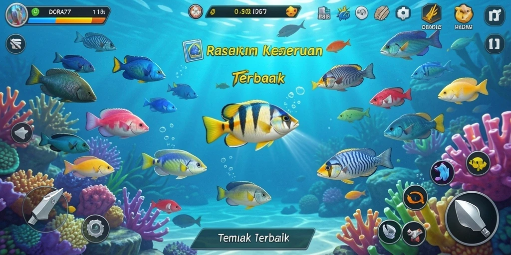 Gameplay mendebarkan menembak ikan di DORA77.
