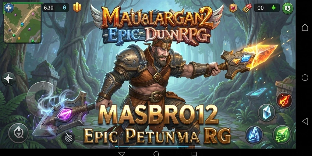 Tangkapan layar menunjukkan aksi seru dalam permainan RPG MASBRO12.