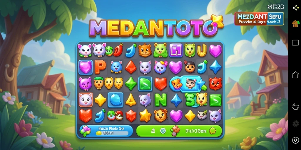Tampilan gameplay seru dari MEDANTOTO dengan tantangan Match-3.