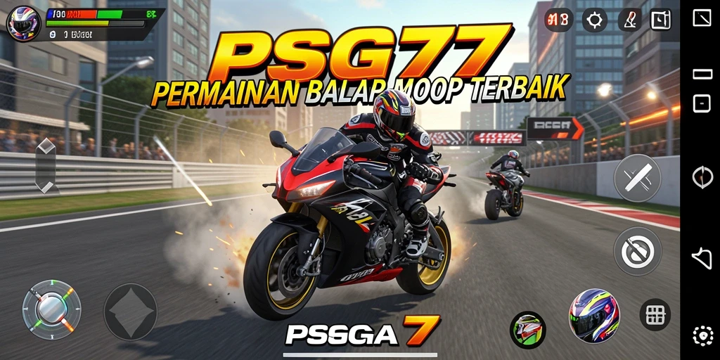Tampilan gameplay yang seru dalam game balap motor PSG77.