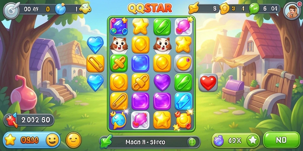 Tampilan gameplay menarik dari QQSTAR dalam genre Match-3.