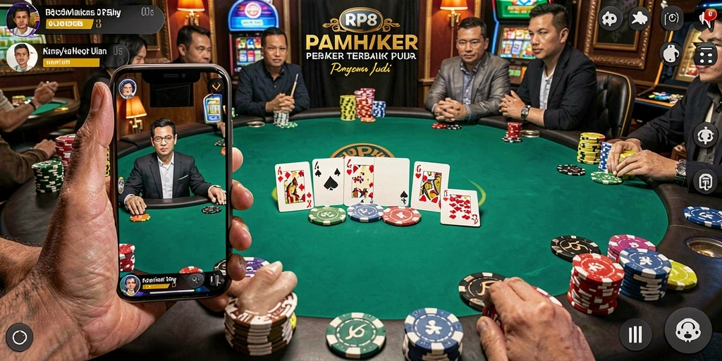 Tampilan permainan Poker seru di RP8 dengan grafis menakjubkan.