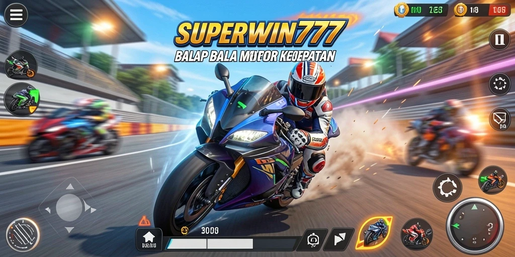 Tangkapan layar menunjukkan aksi balap motor yang mendebarkan.