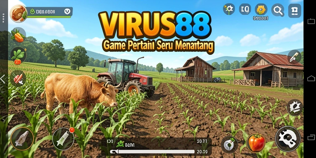 Tampilan gameplay menakjubkan dari VIRUS88 saat bertani.